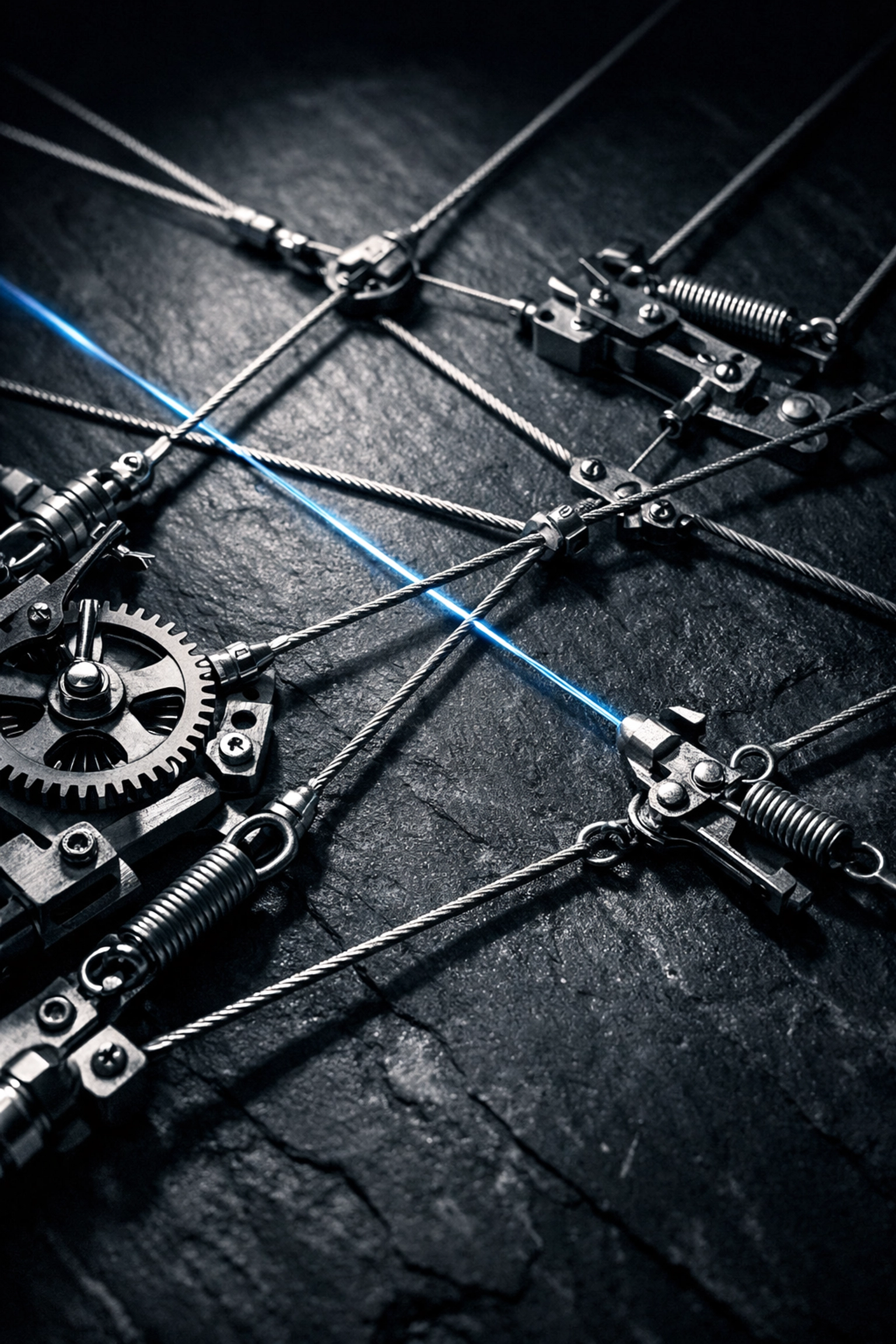 Precision tripwire mechanism representing covenant control structures in commercial lending