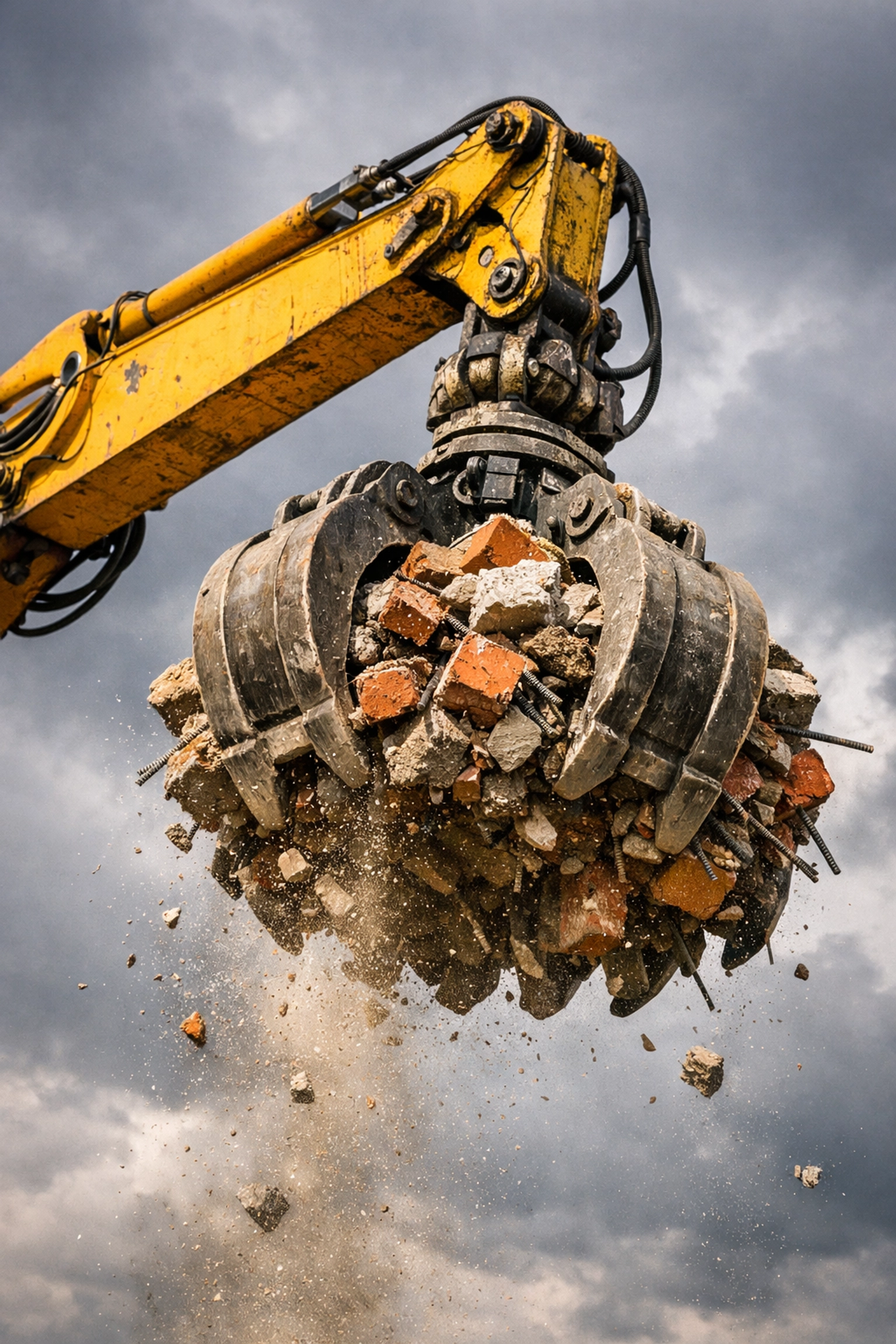 Grab hire lorry removing demolition waste and rubble in Liverpool