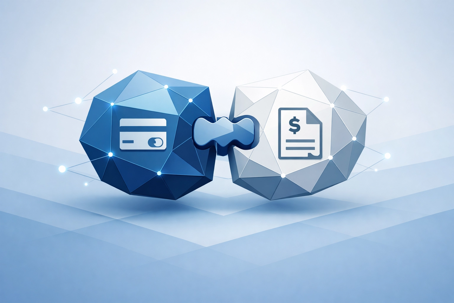 Abstract puzzle pieces representing seamless payment reconciliation and structured financial data.