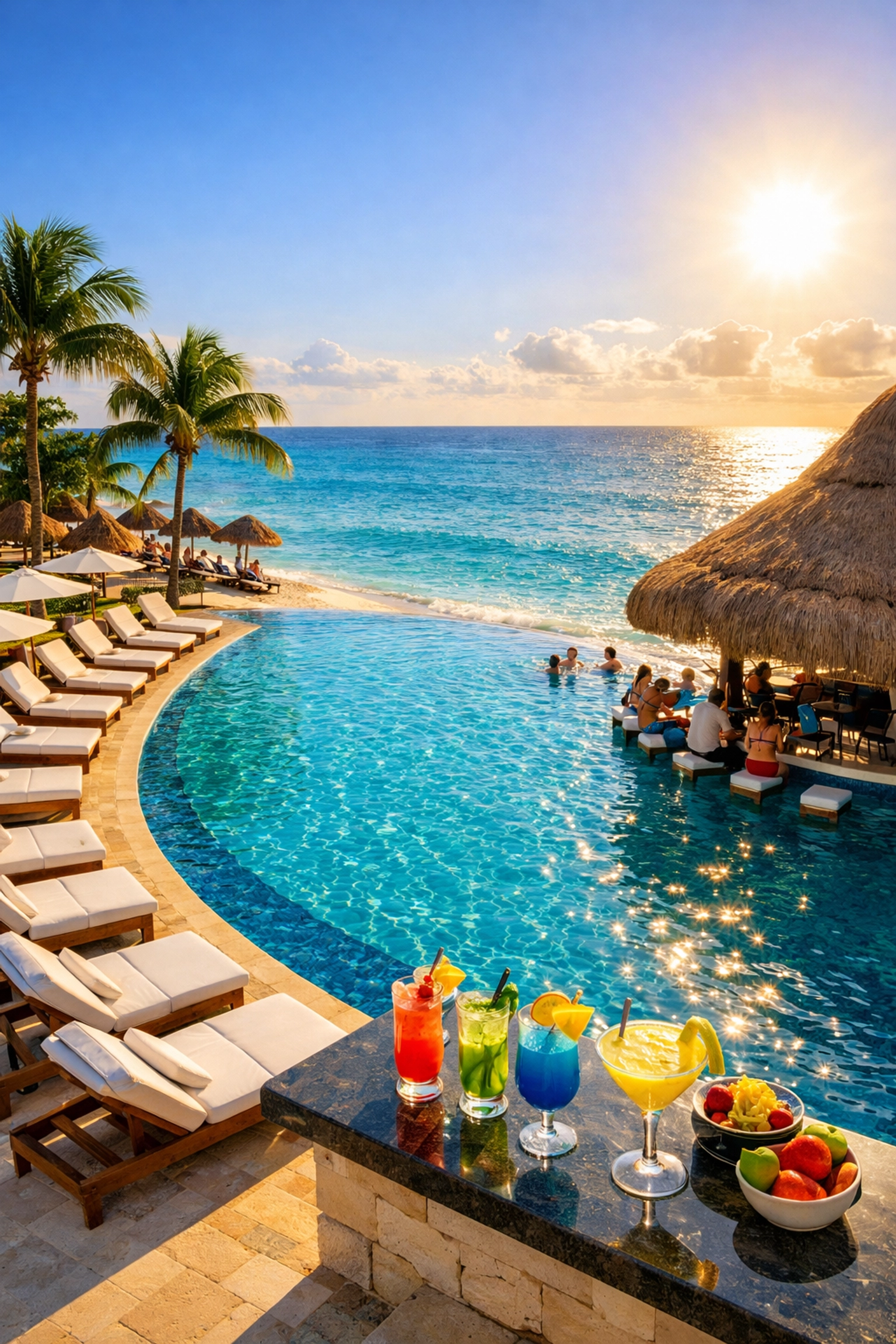 Luxury all-inclusive resort in Riviera Maya Mexico with infinity pool and Caribbean Sea views