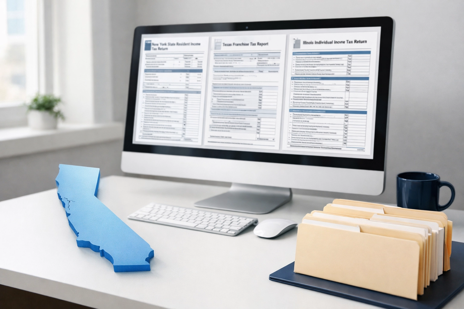 California state tax forms displayed on computer screen for ERO compliance review