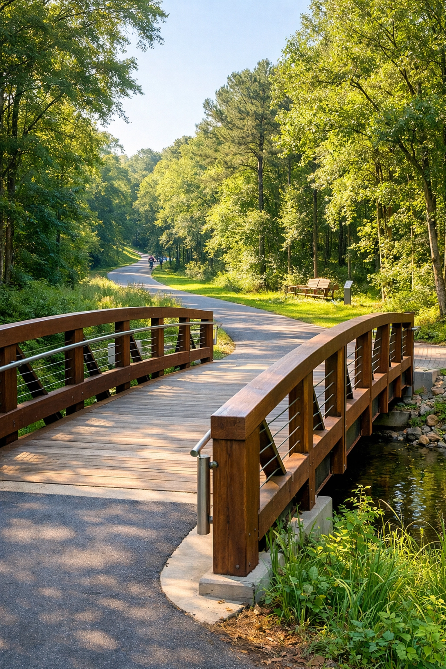 Scenic greenway trail in the NC Triangle, showcasing local municipal amenities that drive neighborhood home values.