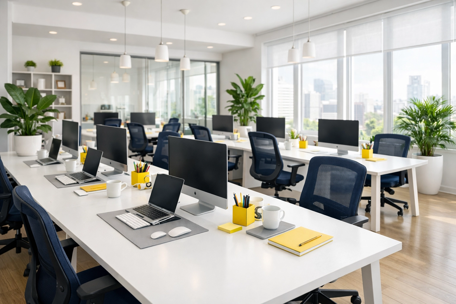 Professional cleaners Groton ensure a germ-free co-working office with clean desks and a healthy atmosphere.