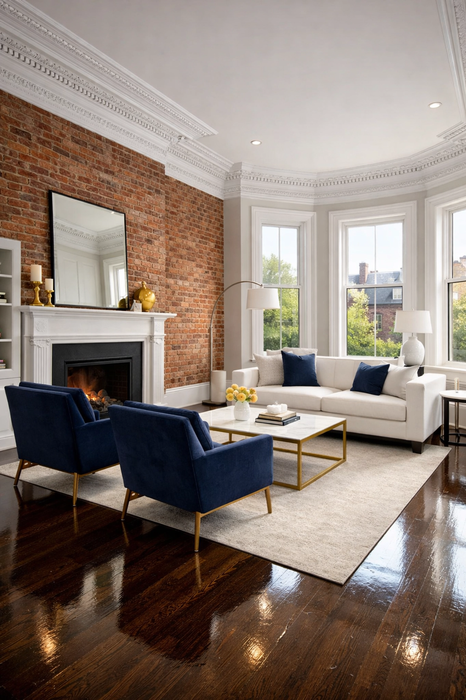 Professional apartment cleaning in Boston results in a spotless brownstone with polished hardwood floors.