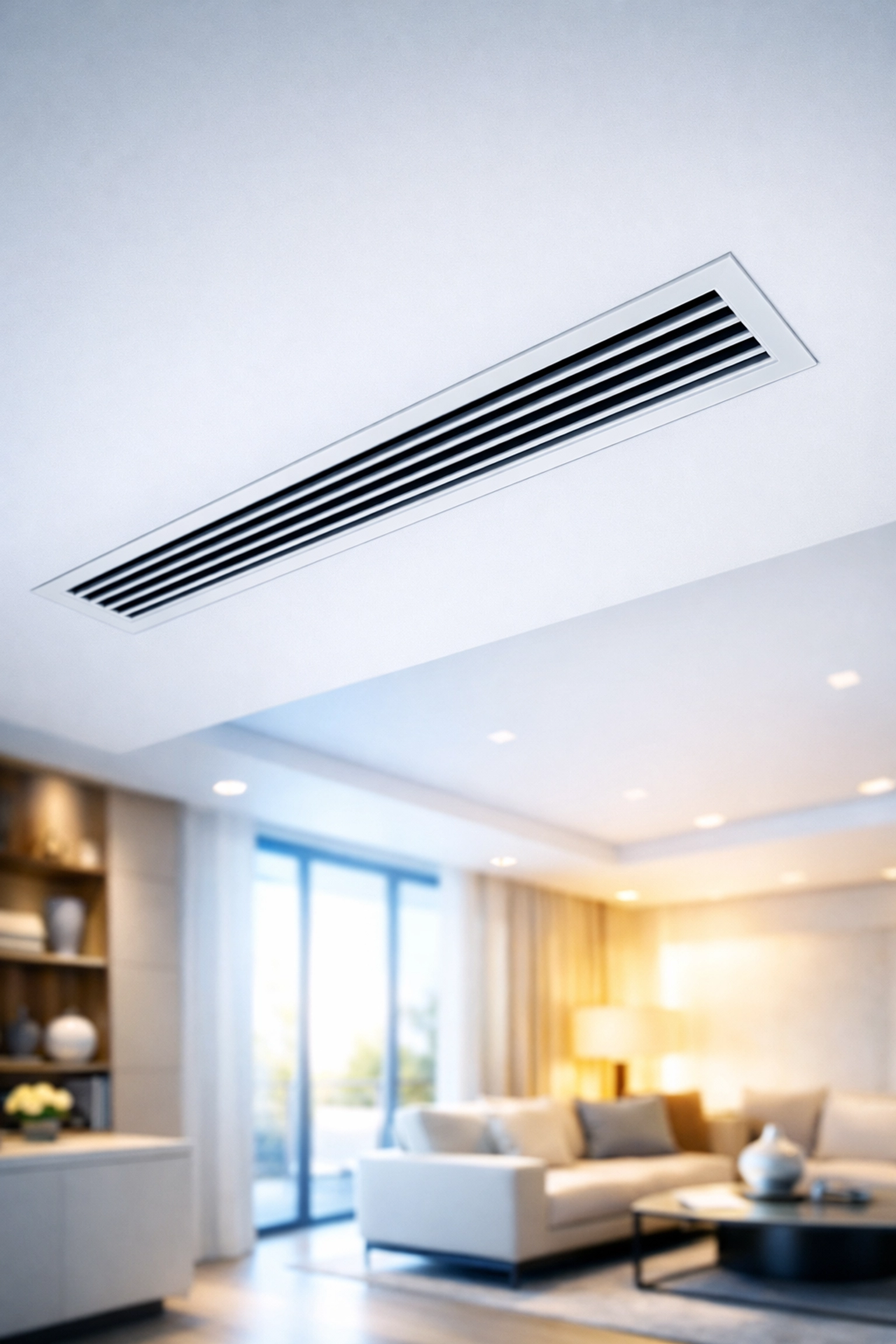 Clean ceiling air vent after expert post-construction cleaning MA in a high-end residence.