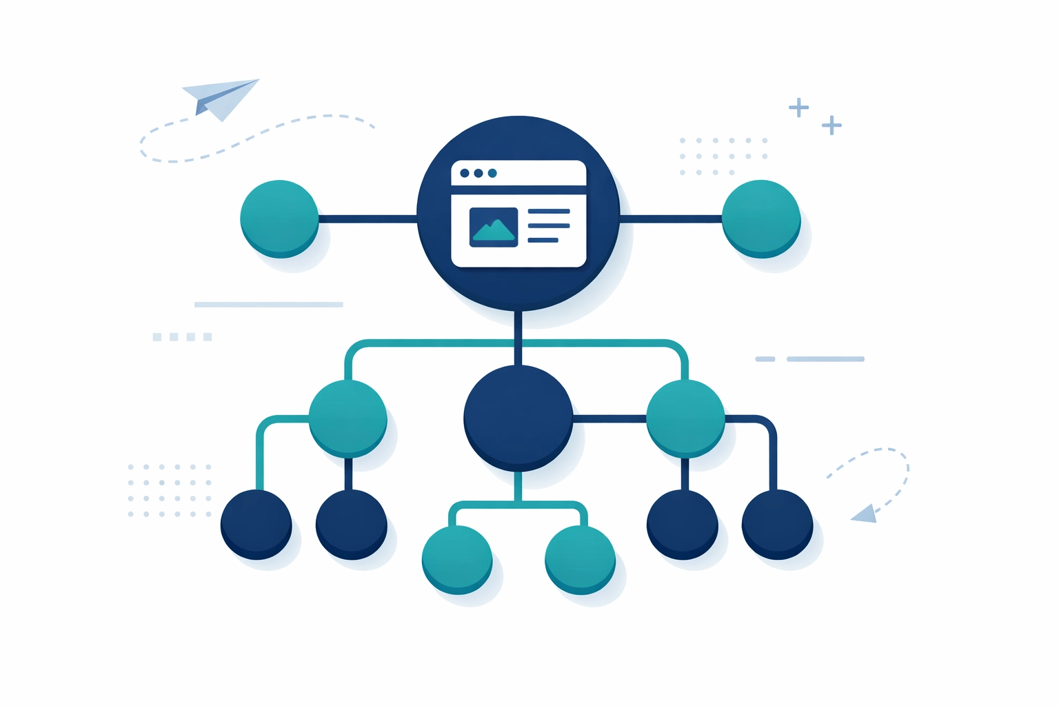 Website sitemap visualization showing organized page structure for Google crawling