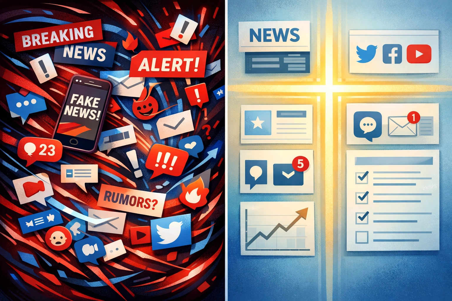 News chaos transformed by biblical lens showing peace through Christian filter