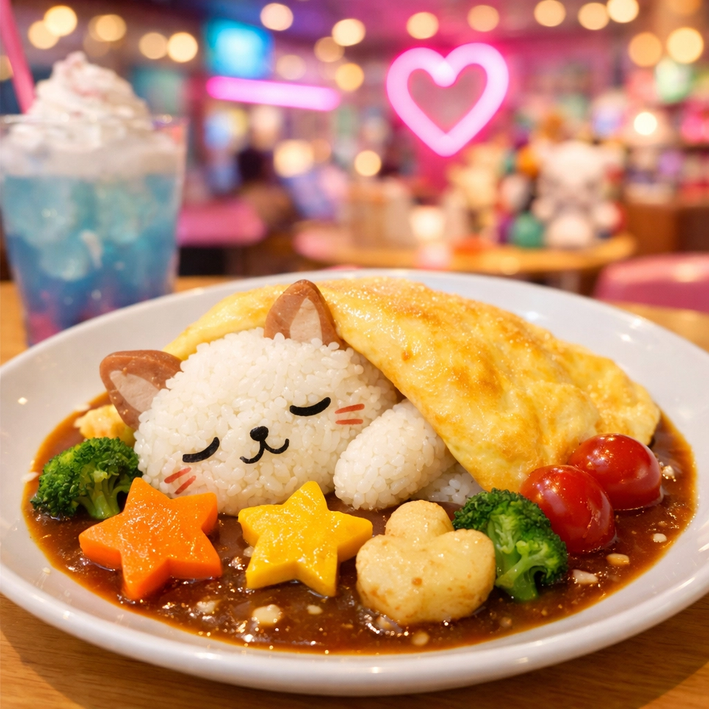7 Mistakes You’re Making With Tokyo Food (And How to Fix Your Inner Foodie) 1 Cute cat-shaped character meal at an Akihabara themed cafe, a must-see Tokyo food experience.