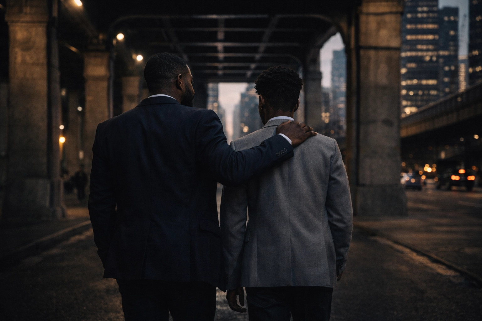 Black father and son walking together representing generational legacy and succession planning