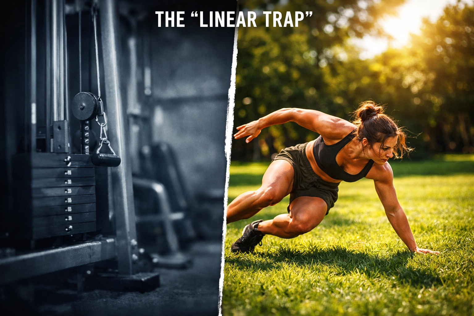 A comparison of restrictive gym machines versus the freedom of multi-planar natural movement.