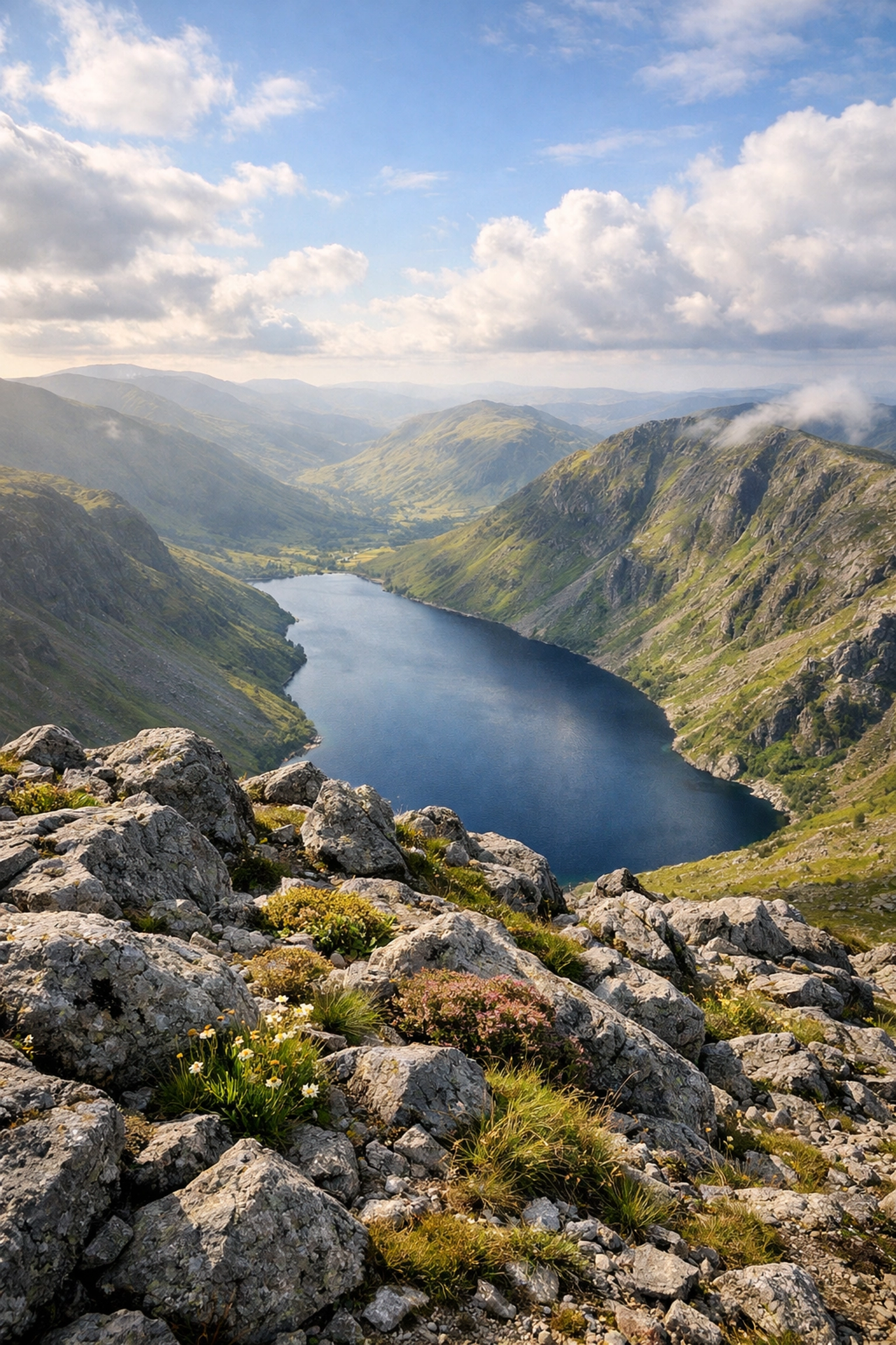 A stunning view of the Lake District mountains, ideal for challenging guided walks and summit treks.
