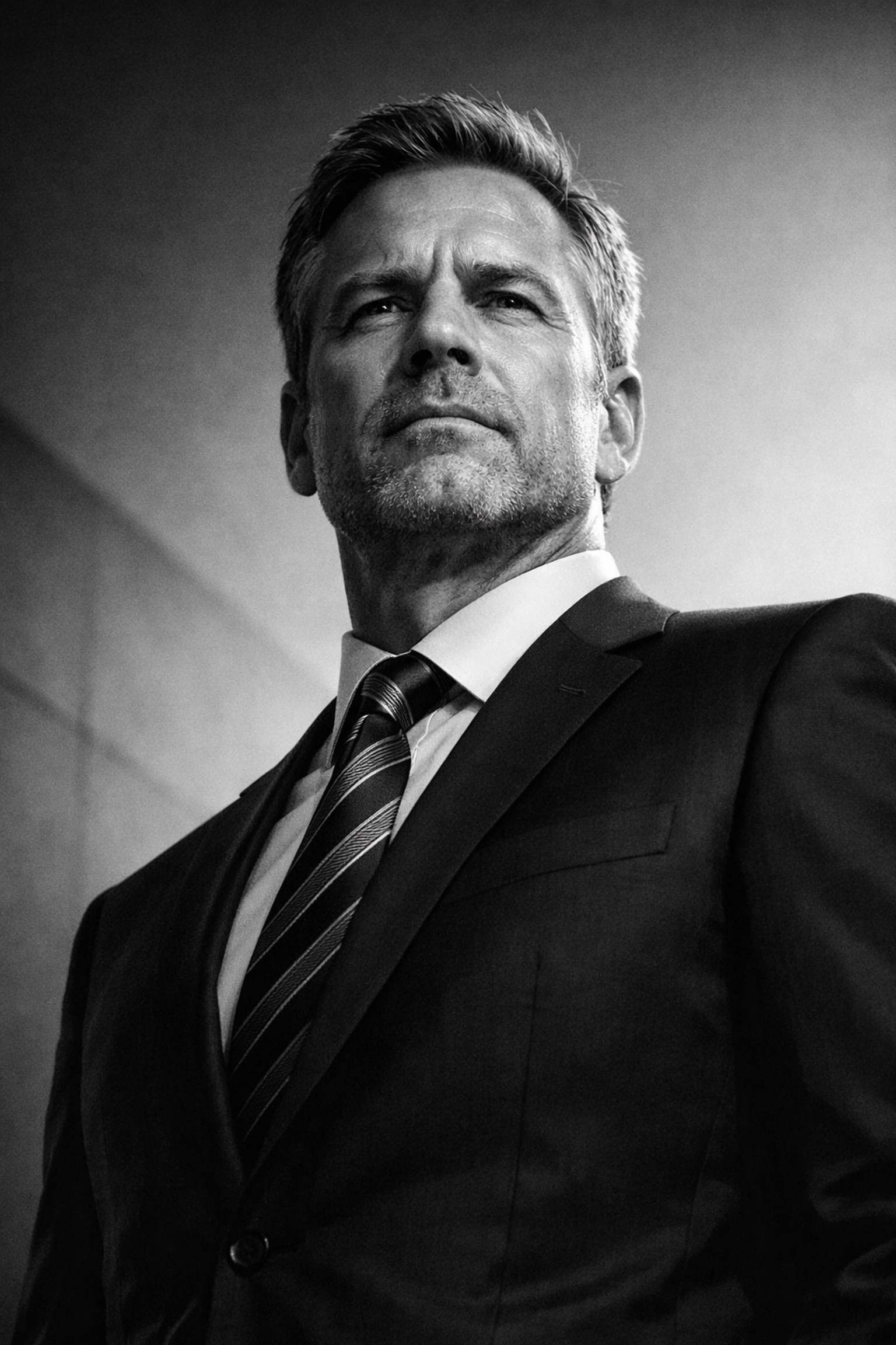 Confident executive demonstrating leadership accountability in AI-driven decision making