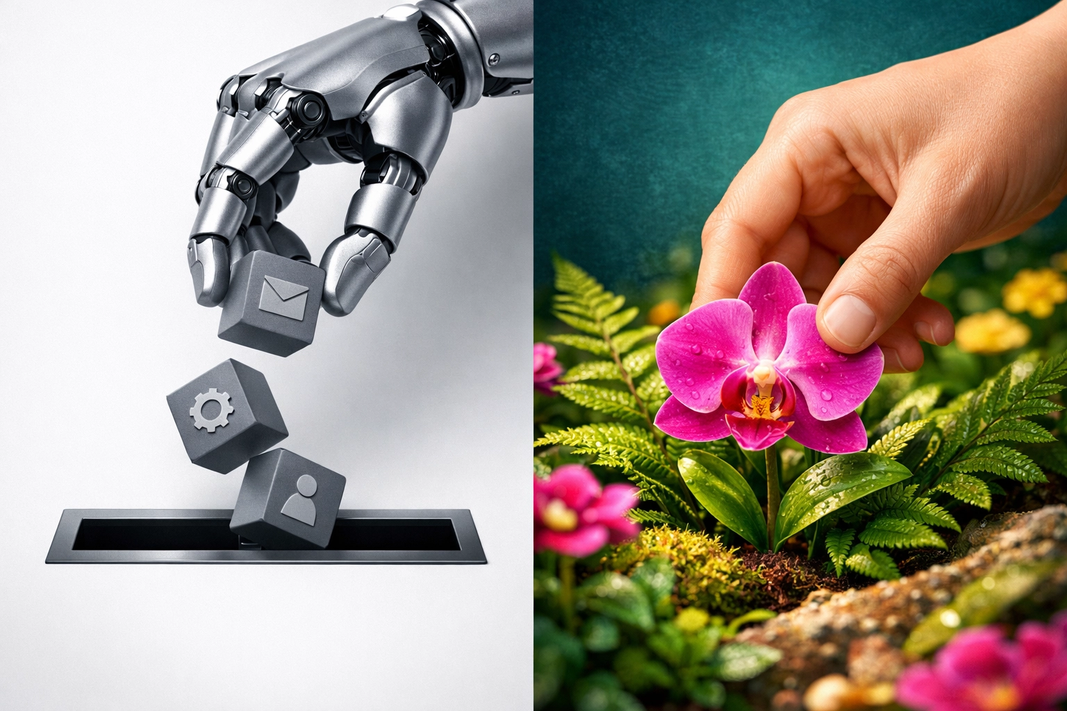 Human touch vs. machine translation showing the importance of localization in international keyword research.