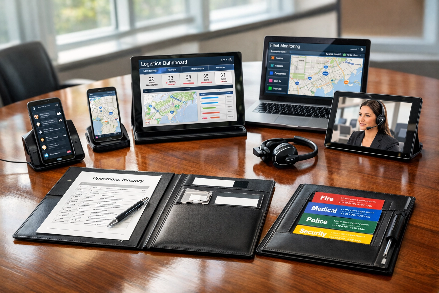 NEWSLETTER: The Fastest Way to Master Super Bowl Executive Logistics – Your 48-Hour Emergency Playbook for Game Day Success Executive logistics command center with devices coordinating Super Bowl event management