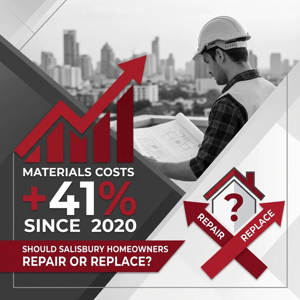 Roofing Materials Costs Up 41% Since 2020: Should Salisbury Homeowners Repair or Replace?