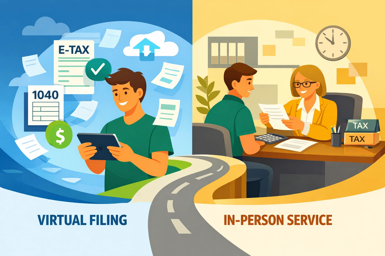 Choosing between virtual and in-person tax filing options with flexibility
