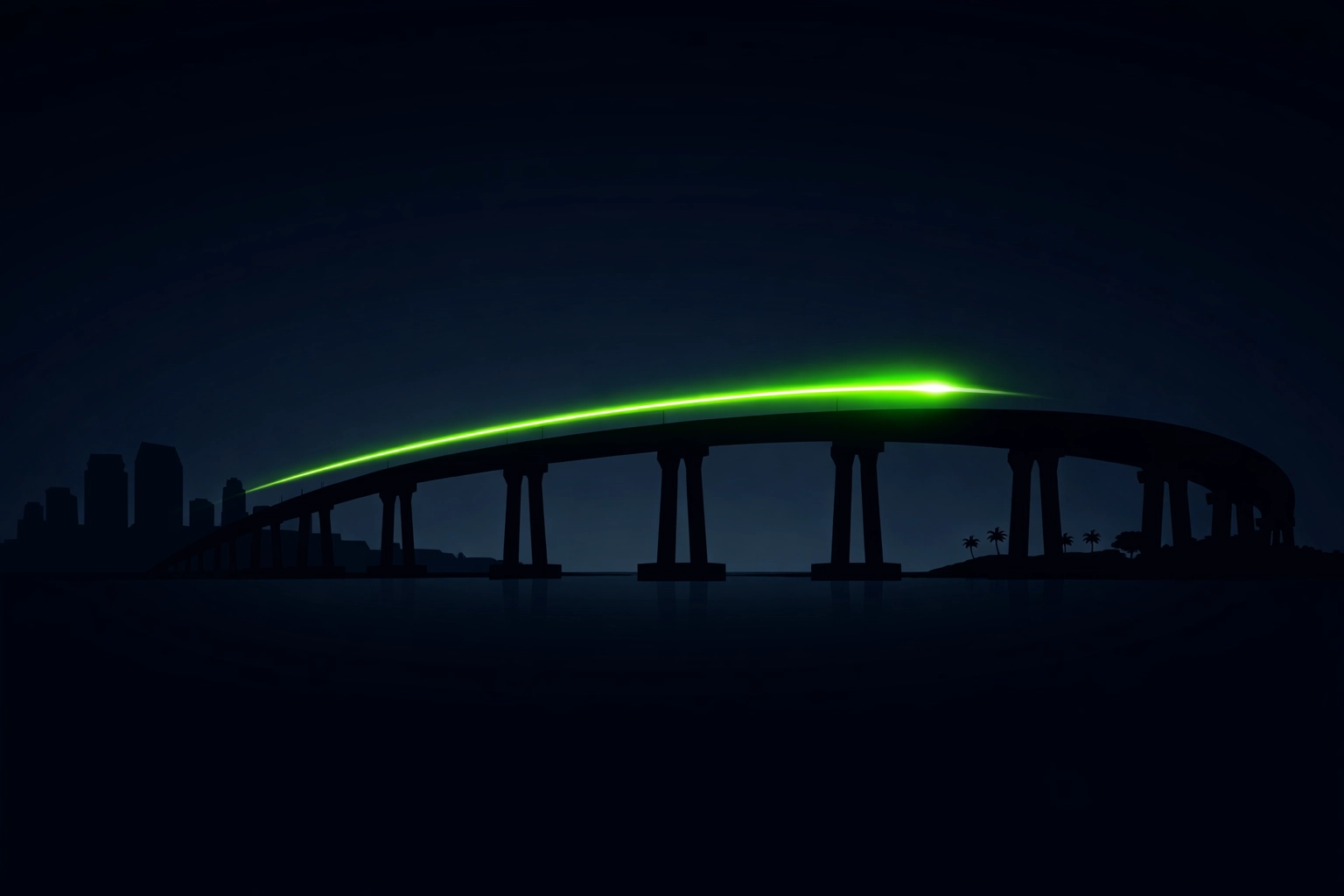 San Diego-Coronado Bridge silhouette symbolizing business growth and roofing service reach.