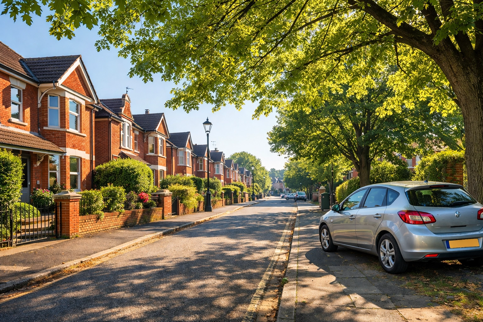 A quiet residential street in a Southampton suburb representing local homecare accessibility.