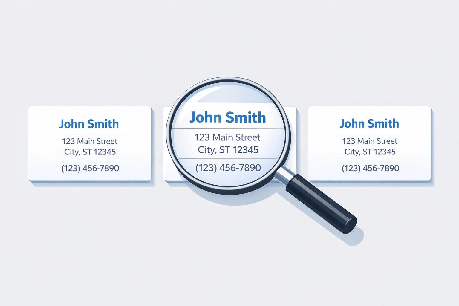 NAP consistency illustration showing identical business information across multiple directory listings