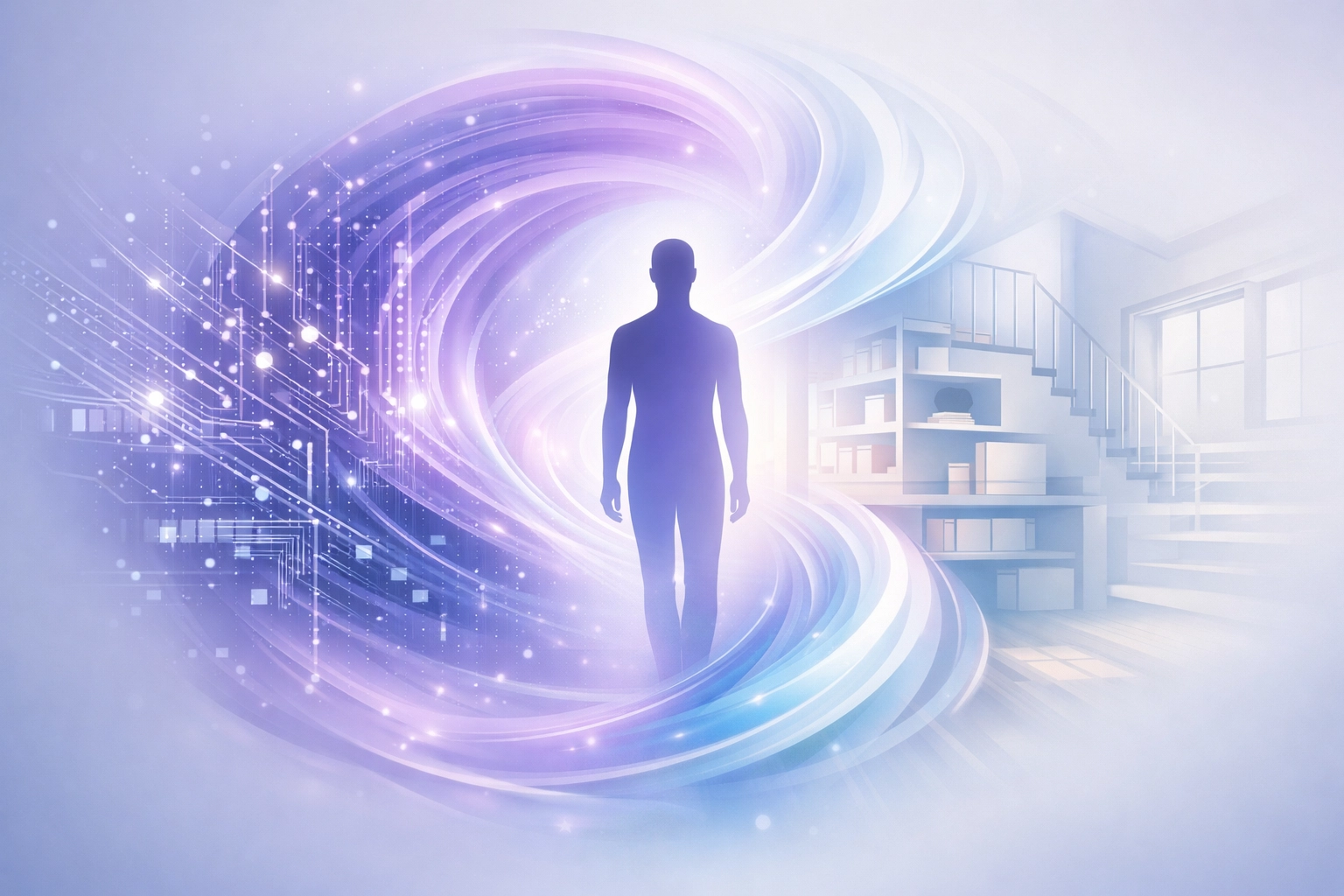 Abstract silhouette showing mental clarity and synergy between neurodivergent minds and organized spaces.