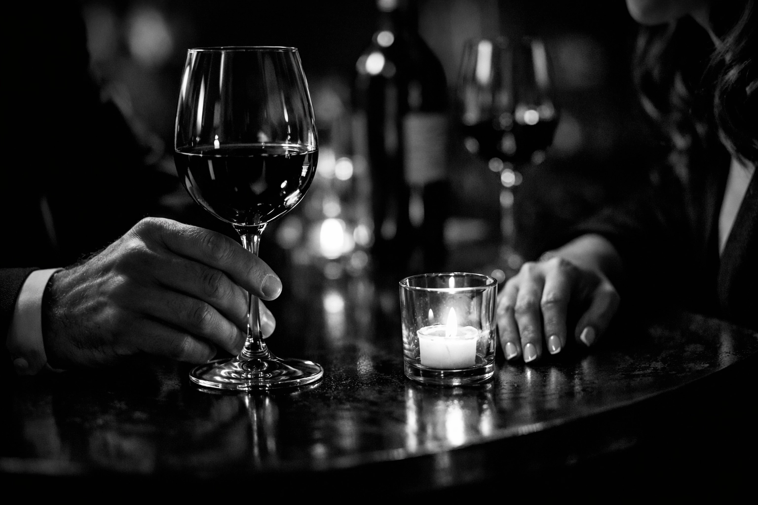 Close-up of a high-quality connection during a date at a Sydney wine bar.