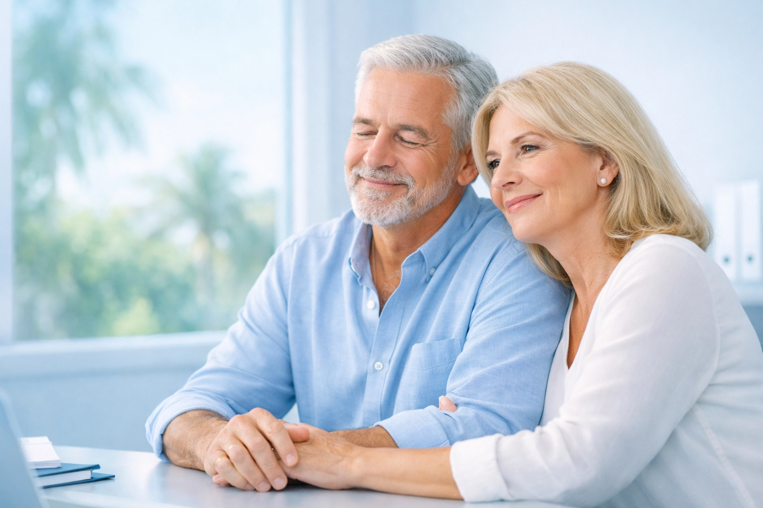 A relaxed senior couple meeting with an estate planning attorney in Boca Raton for professional legal guidance.