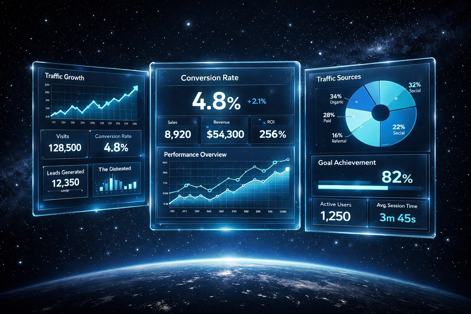 Real-time analytics dashboard displaying sports advertising ROI metrics and conversion data