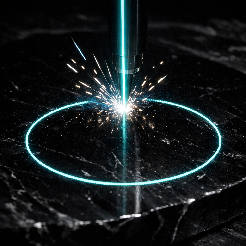 Precision laser cutting through stone, illustrating the discipline needed for startup growth.