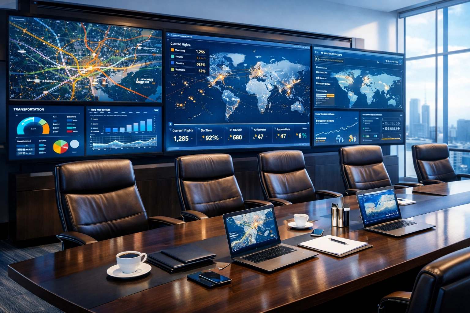 AI-powered logistics command center managing Super Bowl corporate travel operations