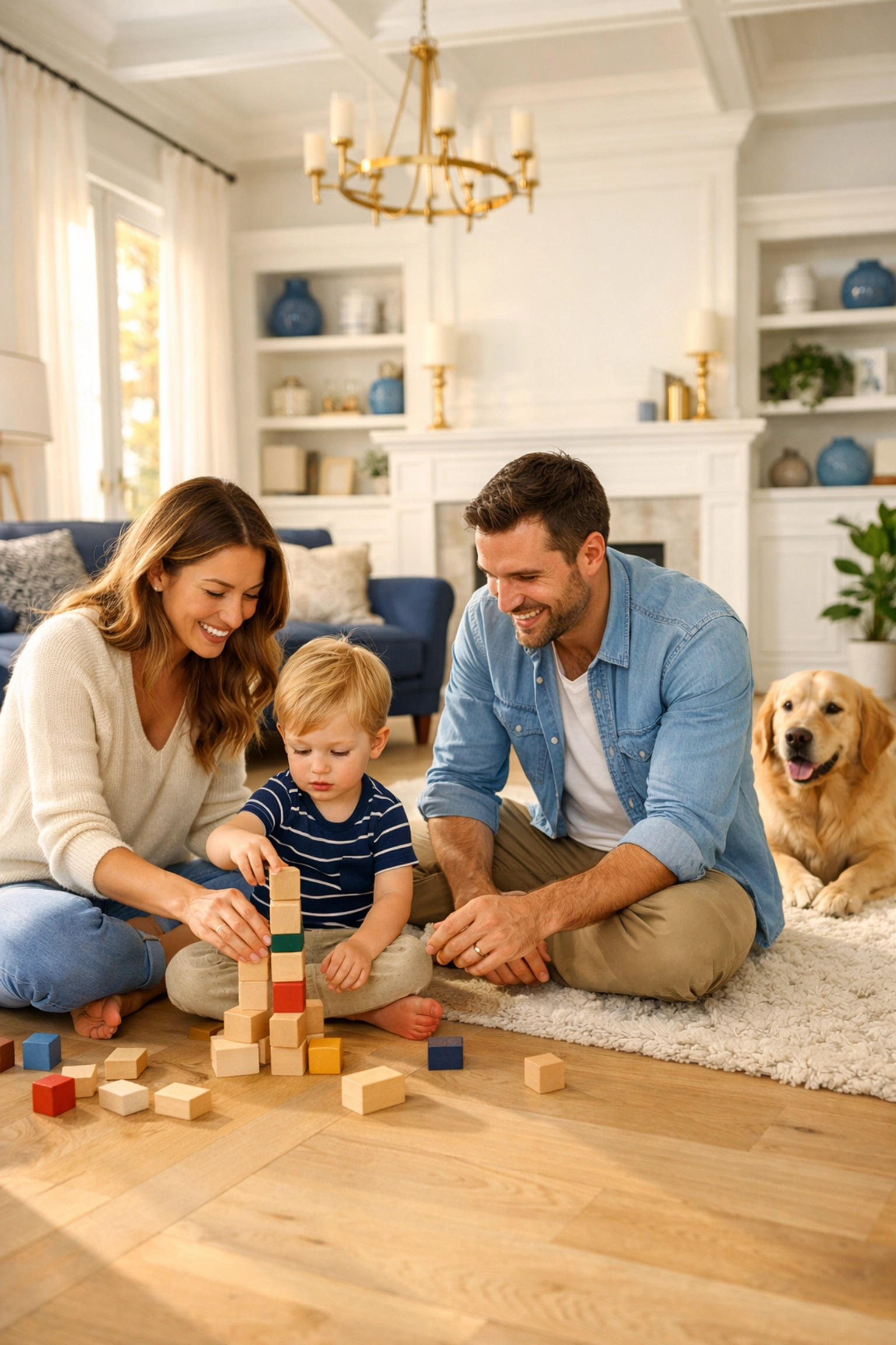 Family and pet enjoying a healthy home after professional residential cleaning in Bolton.