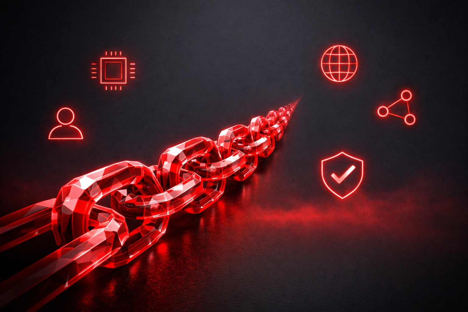 Interlocking red rings symbolizing secure system integration and digital trust in modern marketing.