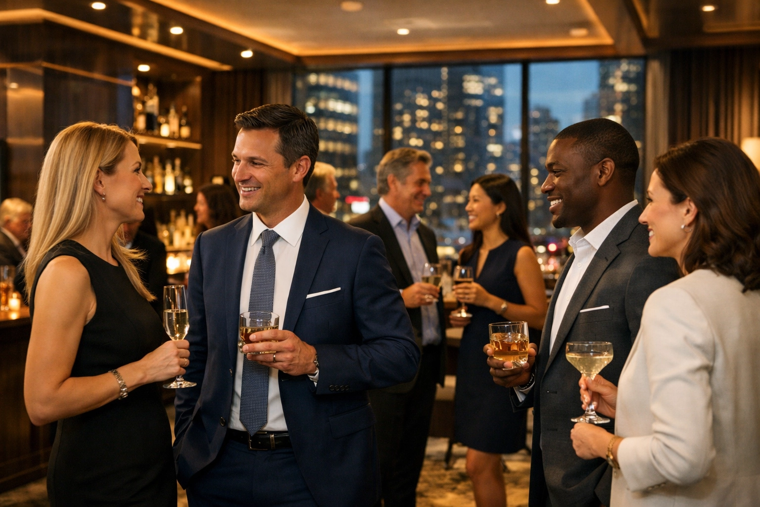 NEWSLETTER: Super Bowl VIP Secrets Revealed: What Elite Concierge Services Don't Want You to Know Corporate executives networking at an exclusive Super Bowl pre-game VIP hospitality reception.