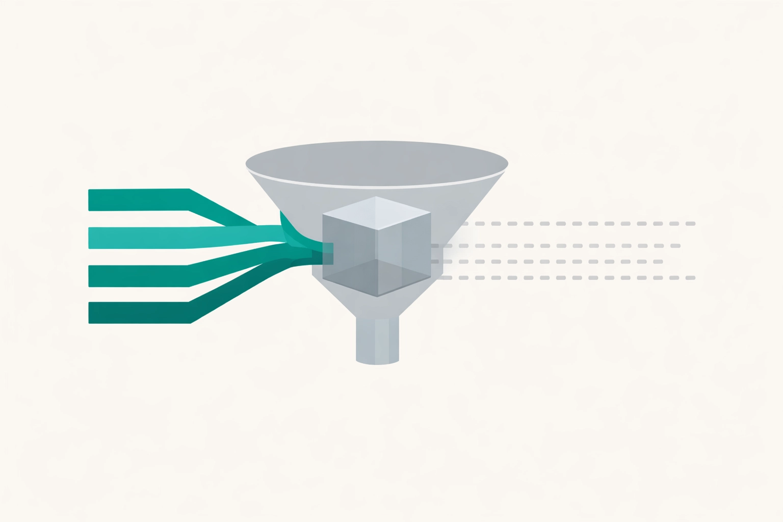 A digital funnel visualizing attribution loss as website traffic becomes anonymous dark traffic in the AI sidebar.