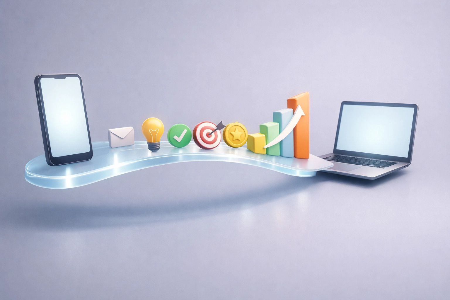 Growth chart illustrating AI optimization and conversion results from cross-device solo ad traffic.