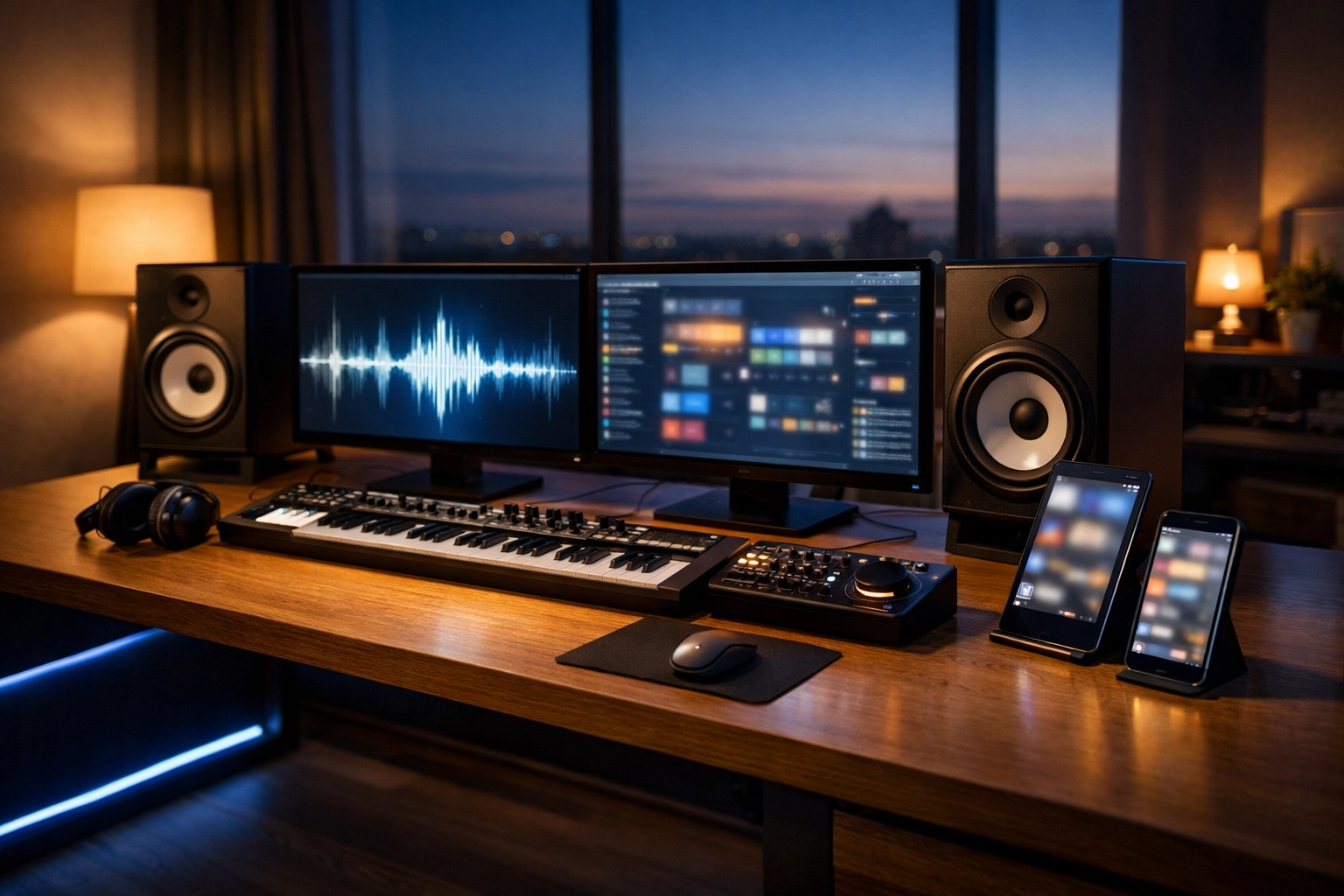 Modern music production studio used for building a high-level 2026 music marketing plan across digital platforms.