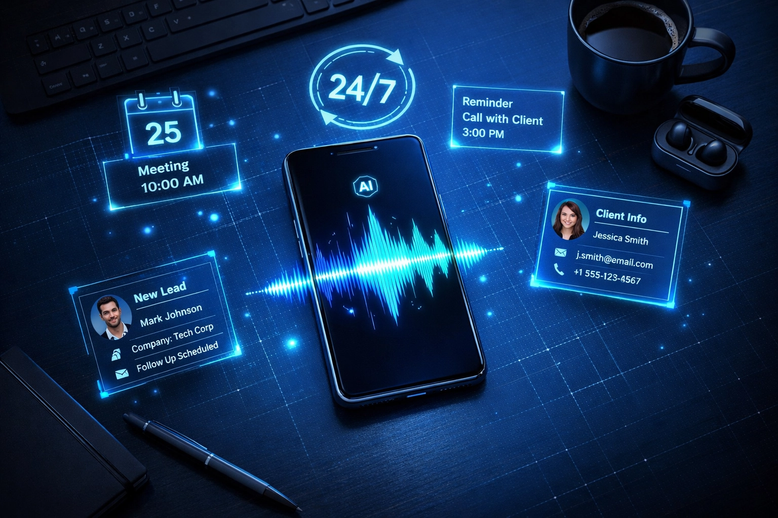 AI receptionist scheduling appointments automatically on phone at night