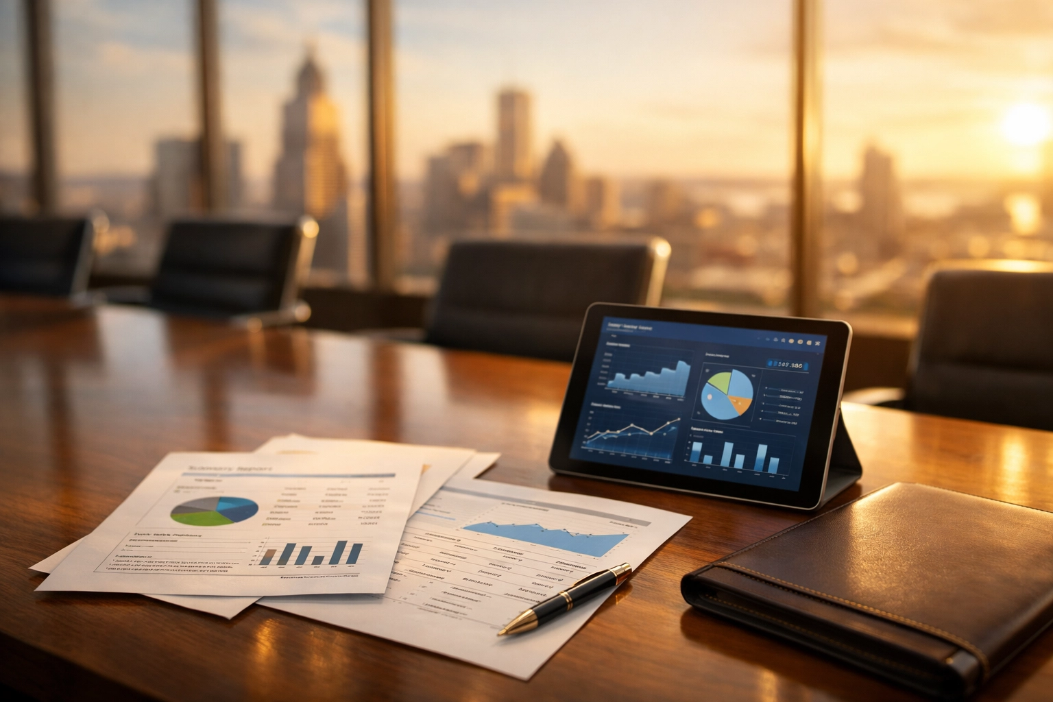 Accredited investor meeting reviewing alternative investment strategy and financial documents