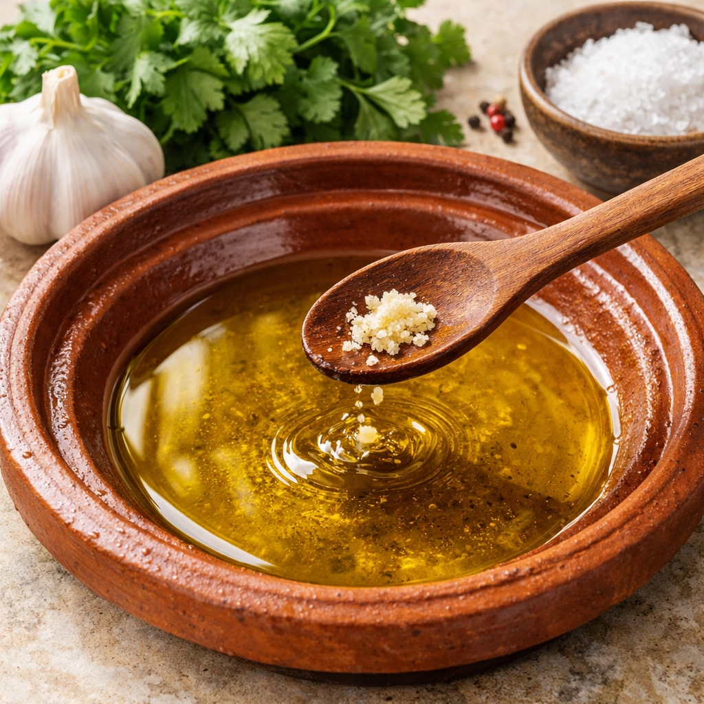 Cooking with Asafoetida in a clay Tajine to gain the فوائد الحلتيت from Moroccan Goods Shop.