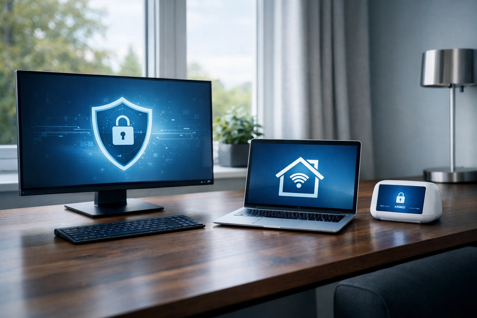 A high-end home office in Dorset protected by an upgraded consumer unit for maximum electrical safety.