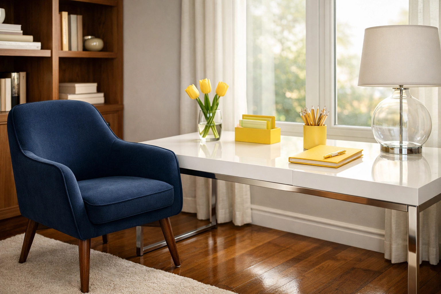 Clean and organized home office in West Dennis, ready for a productive day.