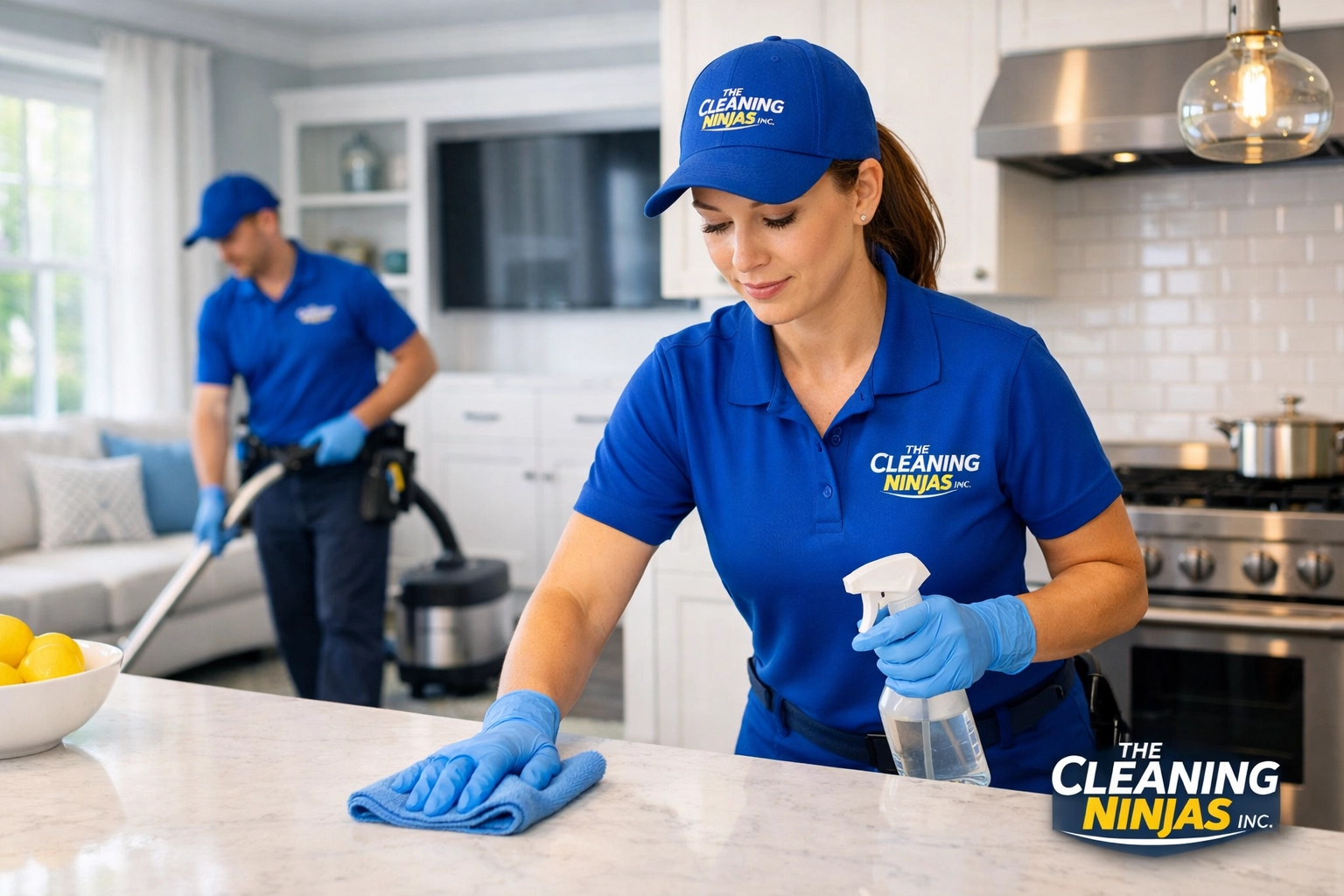 A ninja-clean kitchen using professional deep cleaning services techniques