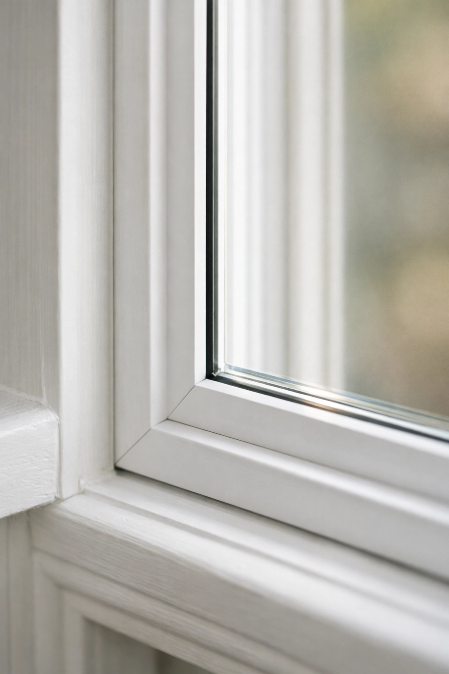 Close-up of a slimline secondary glazing frame installed on an original sash window.