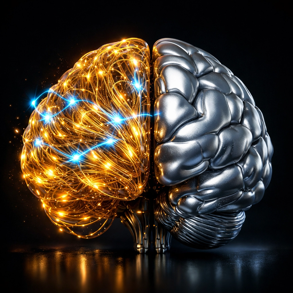 Illustration of neural pathways and cognitive reserve showing brain plasticity to prevent dementia.