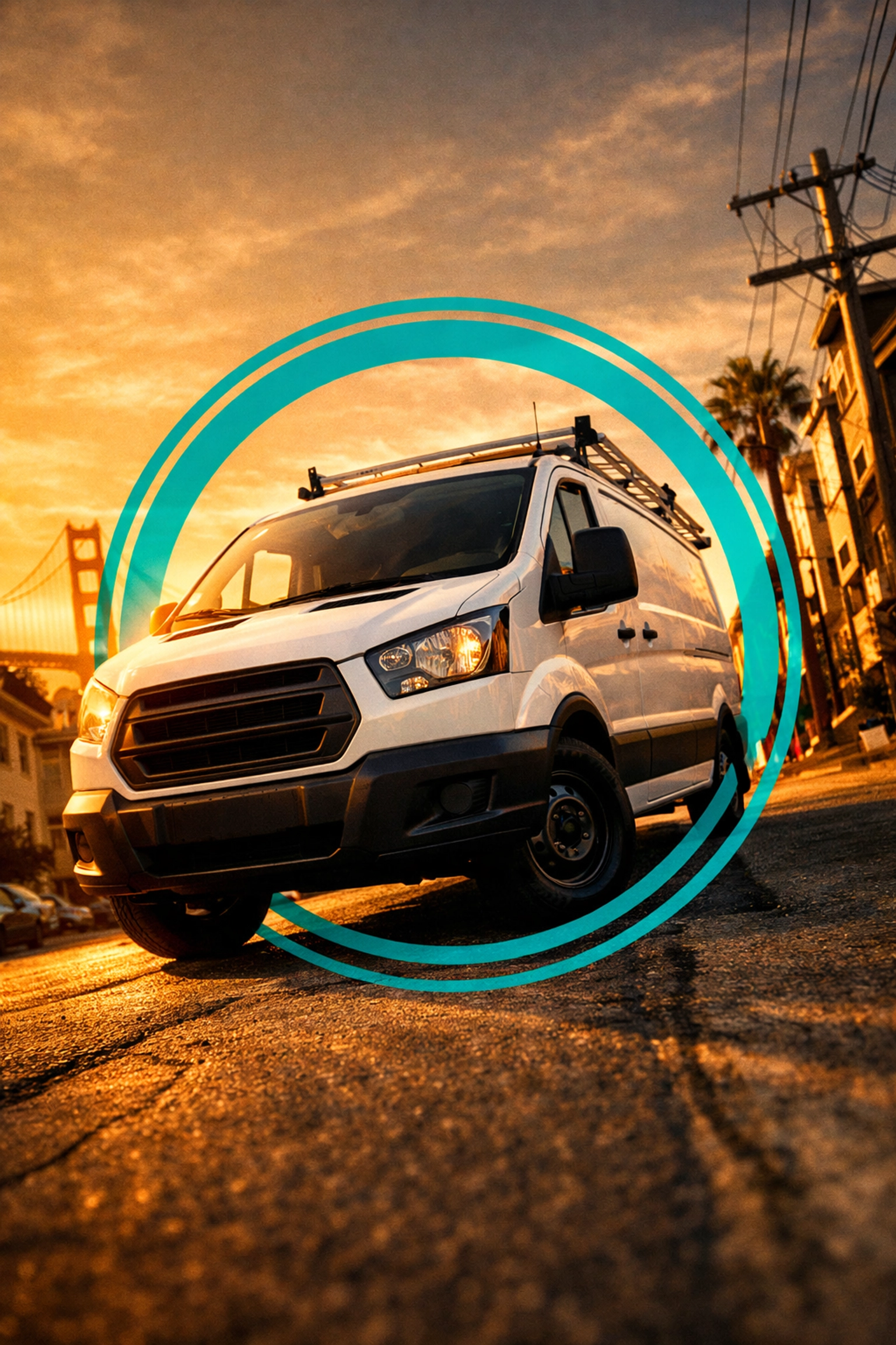 A contractor's service van in a local neighborhood illustrating service area SEO and proximity ranking factors.