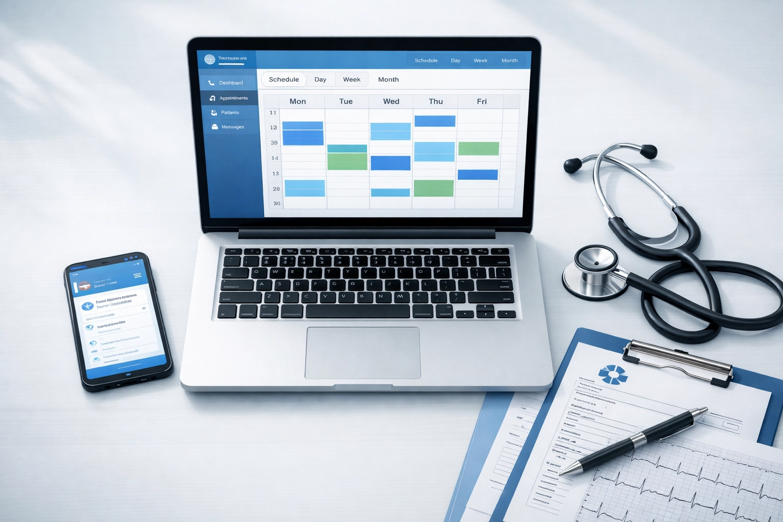 Bureau médical avec outils numériques pour la gestion des adressages entre confrères