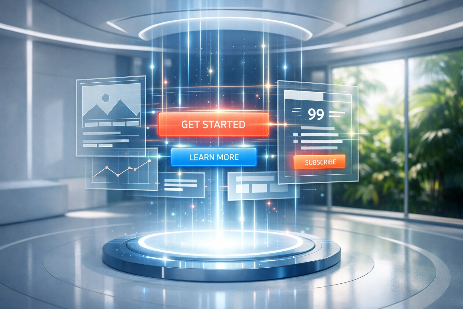 Digital dashboard showing conversion rate optimization and call-to-action button layouts for local businesses.
