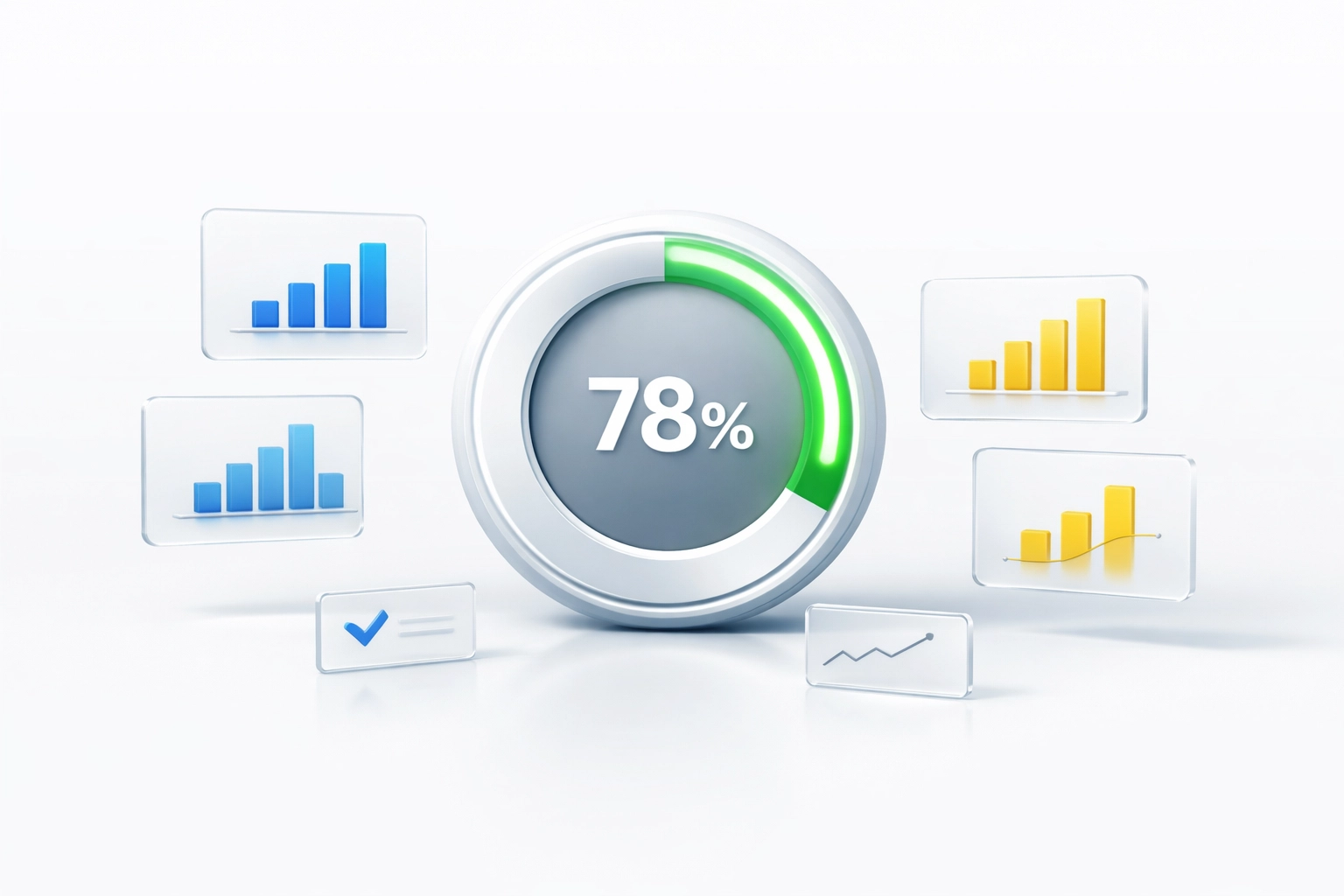 Clean productivity dashboard with a progress gauge for tracking typing speed and WPM goals.