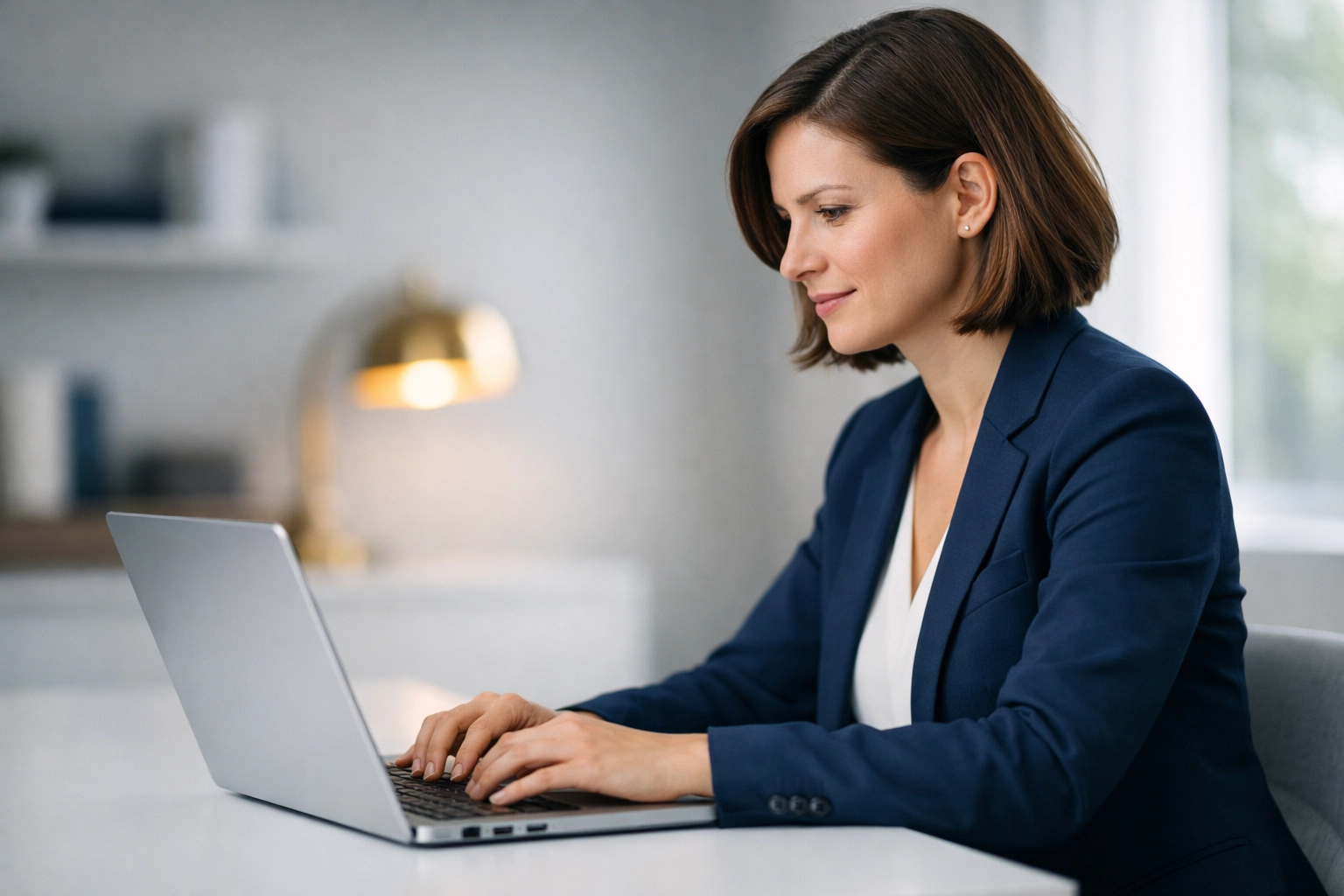 Professional applying for an online payday loan no credit check Canada on a laptop at home.