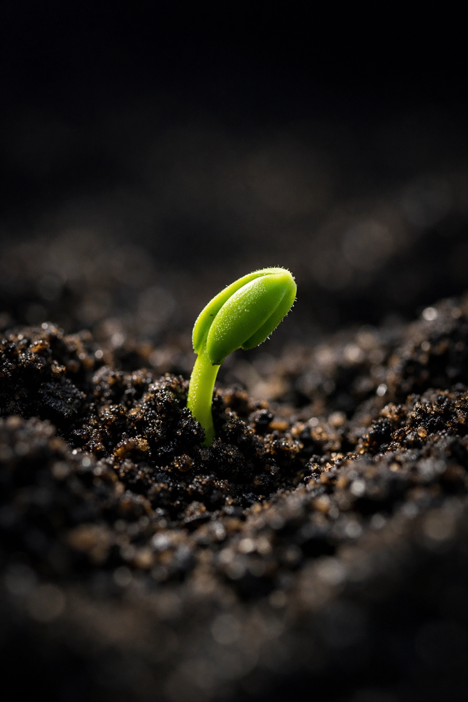 A small green sprout emerging from dark earth, illustrating new life and hope growing during a Saturday season.