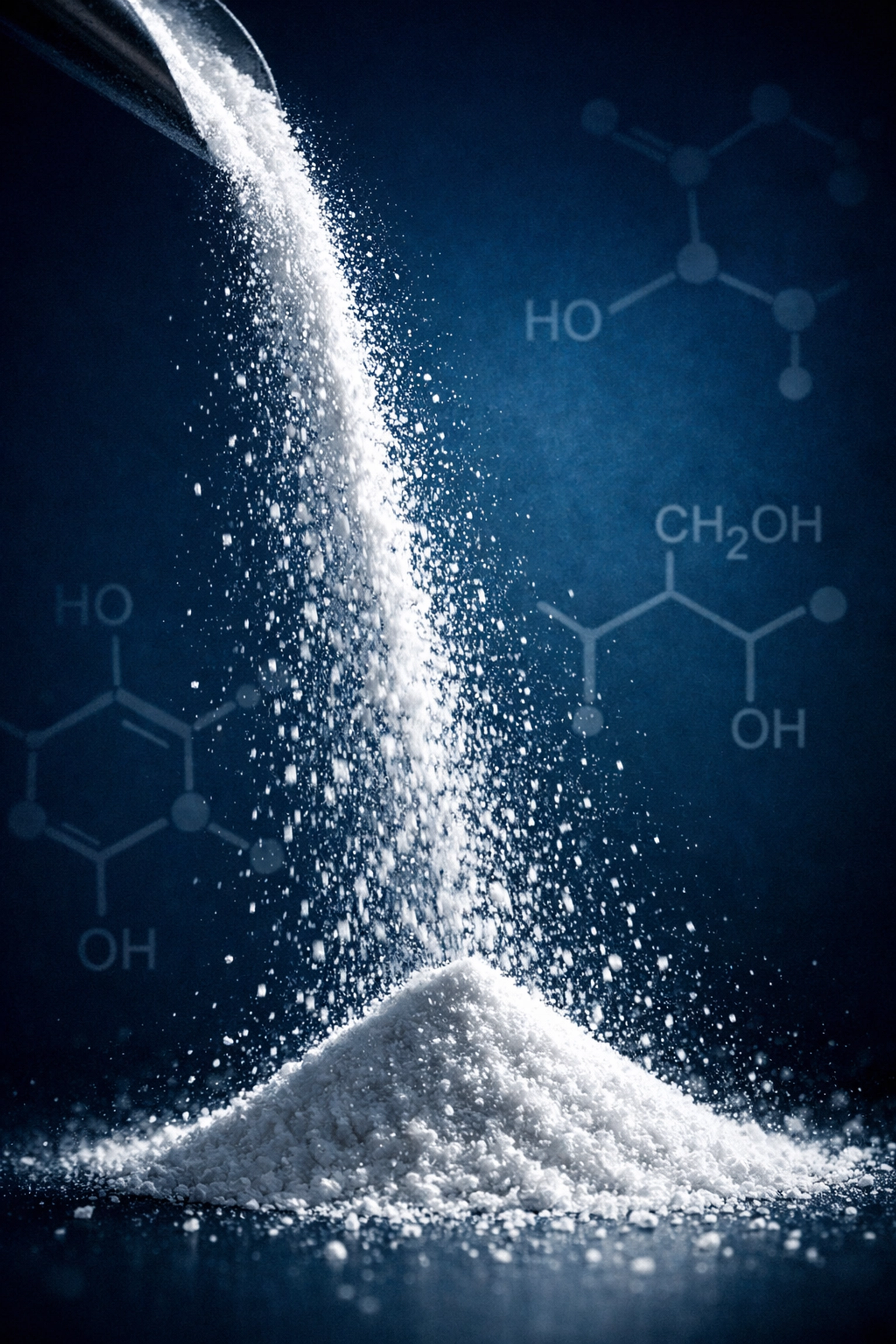 Dextrose powder pour demonstrating reliable food ingredient supply consistency